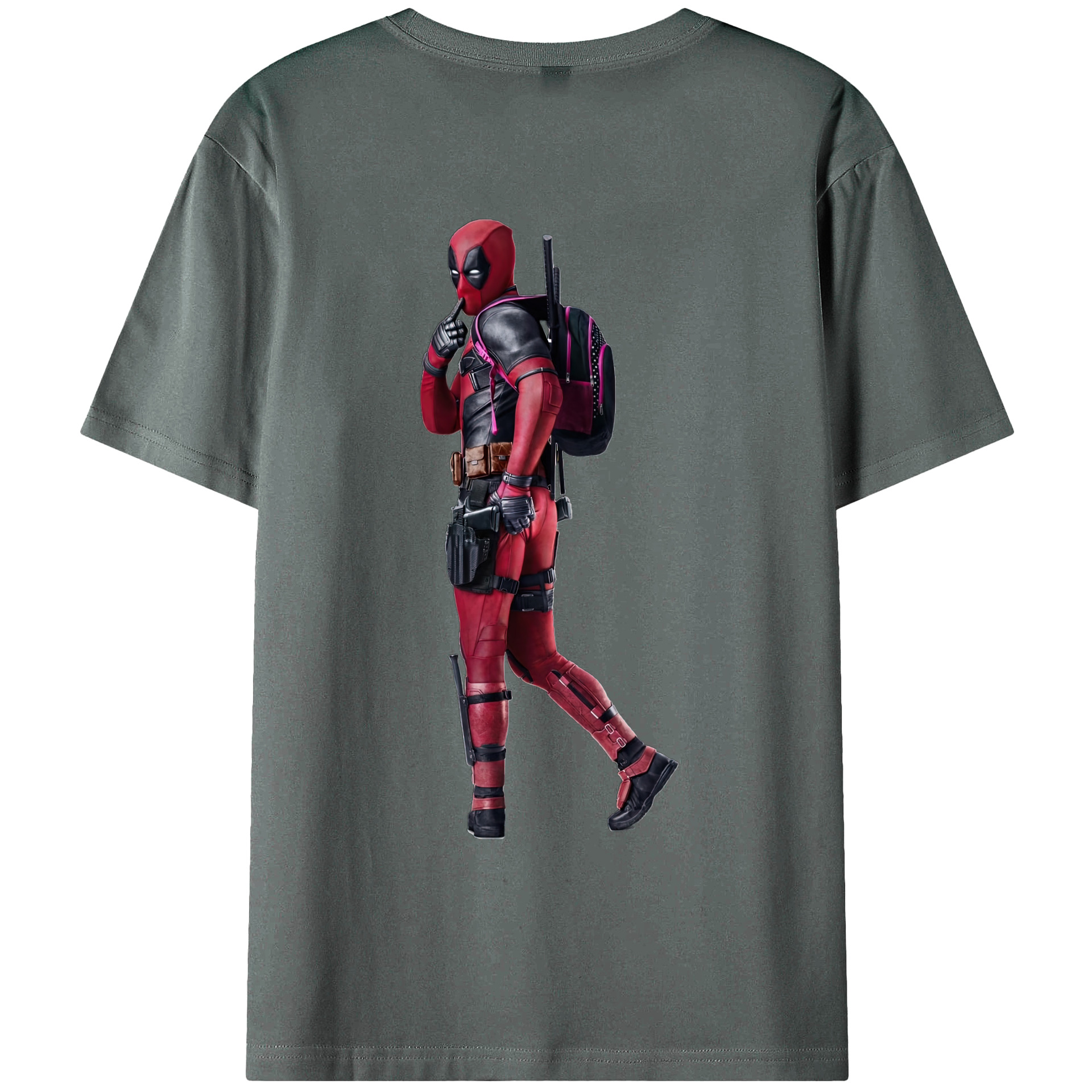 （画像用） Deadpool デッドプール 綿100％ メンズ半袖Tシャツ（バックプリント） 通気性
